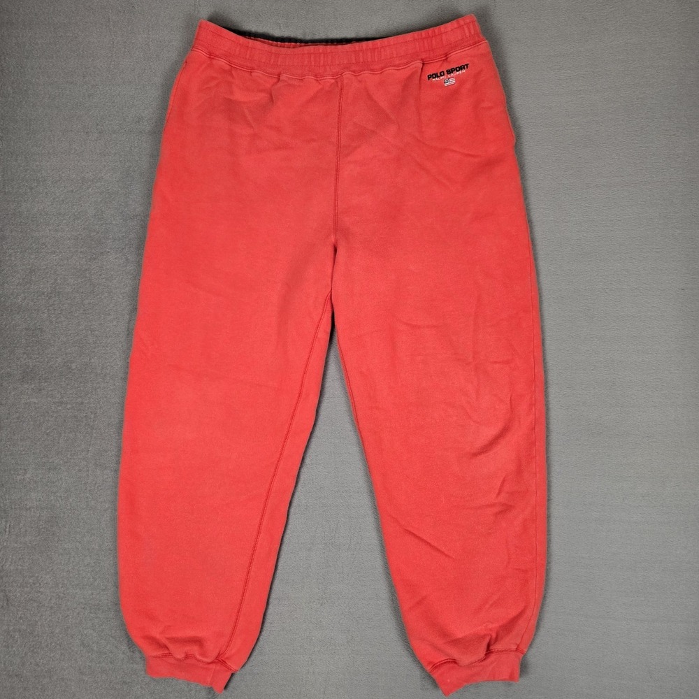 Polo Sport Ralph Lauren Sweatpants Mens XL Red Baggy Taper Joggers USA Flag Logo